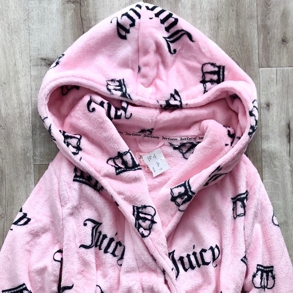 Juicy Couture, Womens, Plush, Shawl, Collar Robe, Pink, Crown Logo, Size S, NEW - Picture 5 of 13